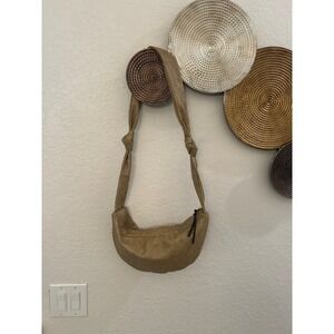 Street Level tan crescent shoulder bag knotted strap